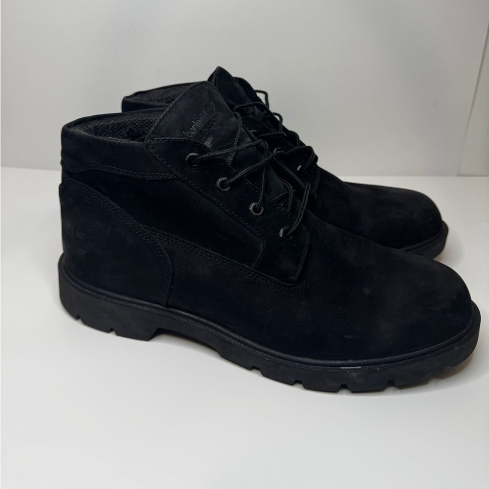 Timberland Boys Premium Boot Waterproof Black Leather Lace Up Sz 12